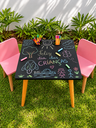 Ver imagem 2 de Mesa Infantil Tampo Lousa com 2 Cadeiras para Desenhar e Brincar:Cadeira Rosa