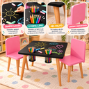 Ver imagem 4 de Mesa Infantil Tampo Lousa com 2 Cadeiras para Desenhar e Brincar:Cadeira Rosa