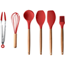 Kit Utensílios De Cozinha Restaurante Silicone Domésticos:Vermelho - 4