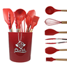 Kit Utensílios De Cozinha Restaurante Silicone Domésticos:Vermelho - 8