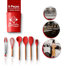 Ver imagem 2 de Kit Utensílios de Cozinha Restaurante Silicone Domésticos:vermelho