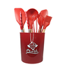 Kit Utensílios De Cozinha Restaurante Silicone Domésticos:Vermelho - 9
