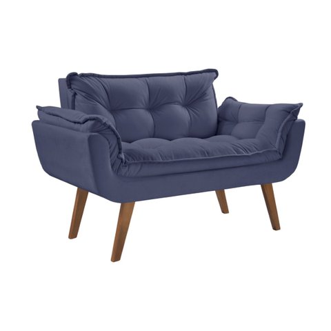 Poltrona Namoradeira Opalla 2 Lugares Dsalla Suede Azul Bic
