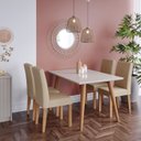 Ver imagem 1 de Sala de Jantar Mesa Adele 130x80 cm e 4 Cadeiras Maia Madeira/Off White/Gengibre Cimol