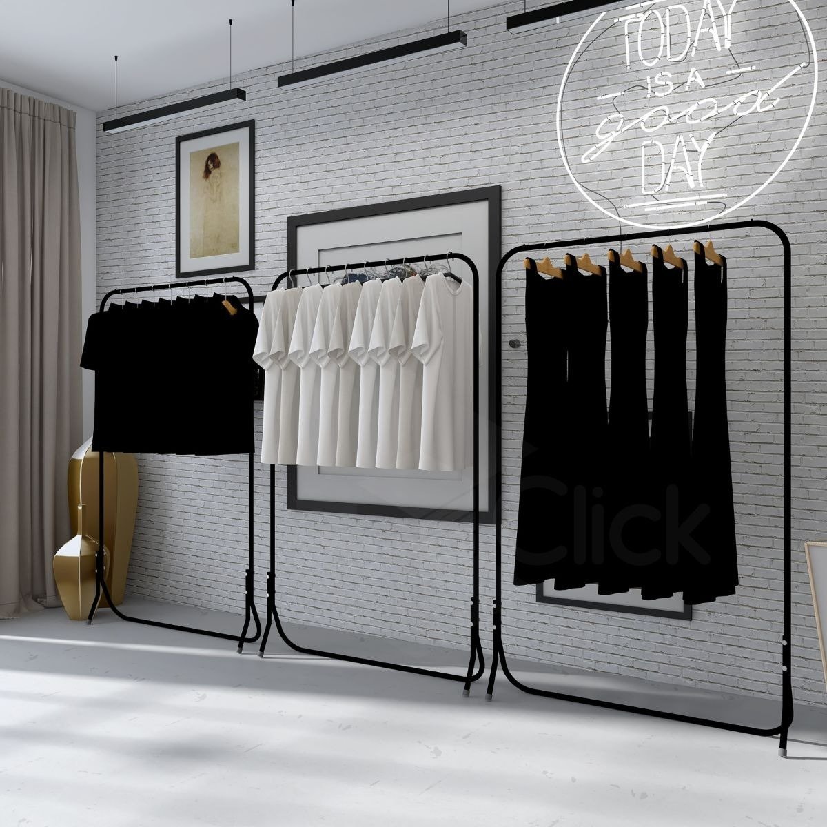 3 Cabideiro De Ferro Conceito Aberto Multifucional Nova Decor Arara para roupas - 2