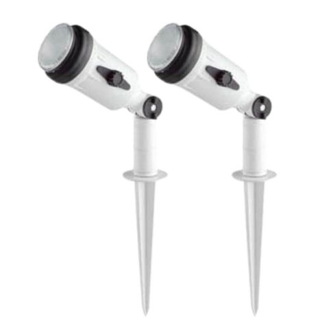 Kit 2 Luminárias Espeto para Jardim Bivolt Branco Projetores em Termoplástico Lâmpada E27 Summer