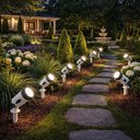 Ver imagem 5 de Kit 2 Luminárias Espeto para Jardim Bivolt Branco Projetores em Termoplástico Lâmpada E27 Summer