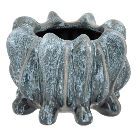 Vaso Decorativo Enfeite Casa Cerâmica 12x16x16cm Cinza