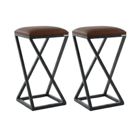 Kit 2 Banquetas de Cozinha Baixa Z Industrial:marrom