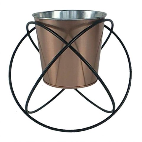 Cachepot em Metal Cobre Prateado 20cm 17 5cm 16 4cm