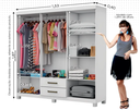 Ver imagem 2 de Guarda Roupa Solteiro 6 Portas 2 Gavetas com Pés 153cm Áries Cinamomo - Carioca Móveis