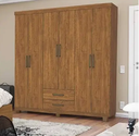Ver imagem 1 de Guarda Roupa Solteiro 6 Portas 2 Gavetas com Pés 153cm Áries Cinamomo - Carioca Móveis