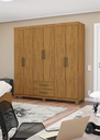 Ver imagem 3 de Guarda Roupa Solteiro 6 Portas 2 Gavetas com Pés 153cm Áries Cinamomo - Carioca Móveis