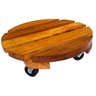Suporte para Vaso Plantas 30cm Redondo com Rodinhas Madeira - 3