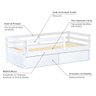 Cama Infantil Slim com 02 Gavetas e Grade de Proteção Madeira Maciça Branco Housin - 4