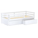 Ver imagem 2 de Cama Infantil Slim com 02 Gavetas e Grade de Proteção Madeira Maciça Branco Housin