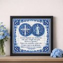 Ver imagem 1 de Quadro Medalha São Bento com Oração 33x33cm Mold Preta