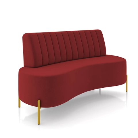 Sofá 2 Lugares Living 160cm Pé Ferro Dourado Maraú Veludo Vermelho K01 - D'Rossi