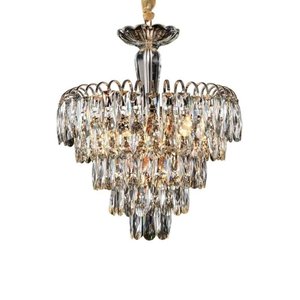 Lustre Clássico Veneza em Metal e Cristal para Sala de Jantar e Ambientes Modernos - 65x55cm