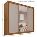 Ver imagem 3 de Guarda-Roupa Casal com Espelho 3 Portas 4 Gavetas 100% MDF Ipanema Off White/Cinamomo