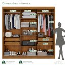 Ver imagem 5 de Guarda-Roupa Casal com Espelho 3 Portas 4 Gavetas 100% MDF Ipanema Off White/Cinamomo