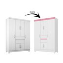 Ver imagem 3 de Guarda Roupa Roupeiro Solteiro 62020 06 Portas 02 Gavetas Ecom II Branco Rosa Flex Demóbile