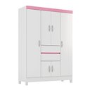 Ver imagem 2 de Guarda Roupa Roupeiro Solteiro 62020 06 Portas 02 Gavetas Ecom II Branco Rosa Flex Demóbile