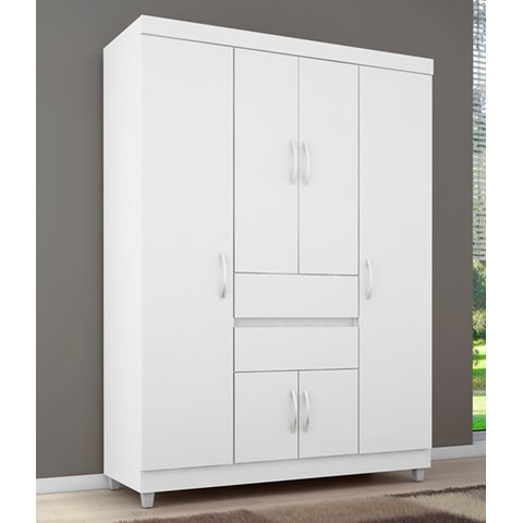 Guarda Roupa Roupeiro Solteiro 62020 06 Portas 02 Gavetas Ecom II Branco Rosa Flex Demóbile