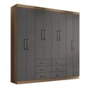 Ver imagem 3 de Guarda Roupa Casal 8 Portas 6 Gavetas Liverpool - Jequitiba / Grafite