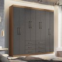 Ver imagem 1 de Guarda Roupa Casal 8 Portas 6 Gavetas Liverpool - Jequitiba / Grafite