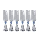 Ver imagem 1 de Conjunto 6 Taças Diamond para Champanhe Vidro com Base de Cristal Azul 305ml Bj0031 Btc