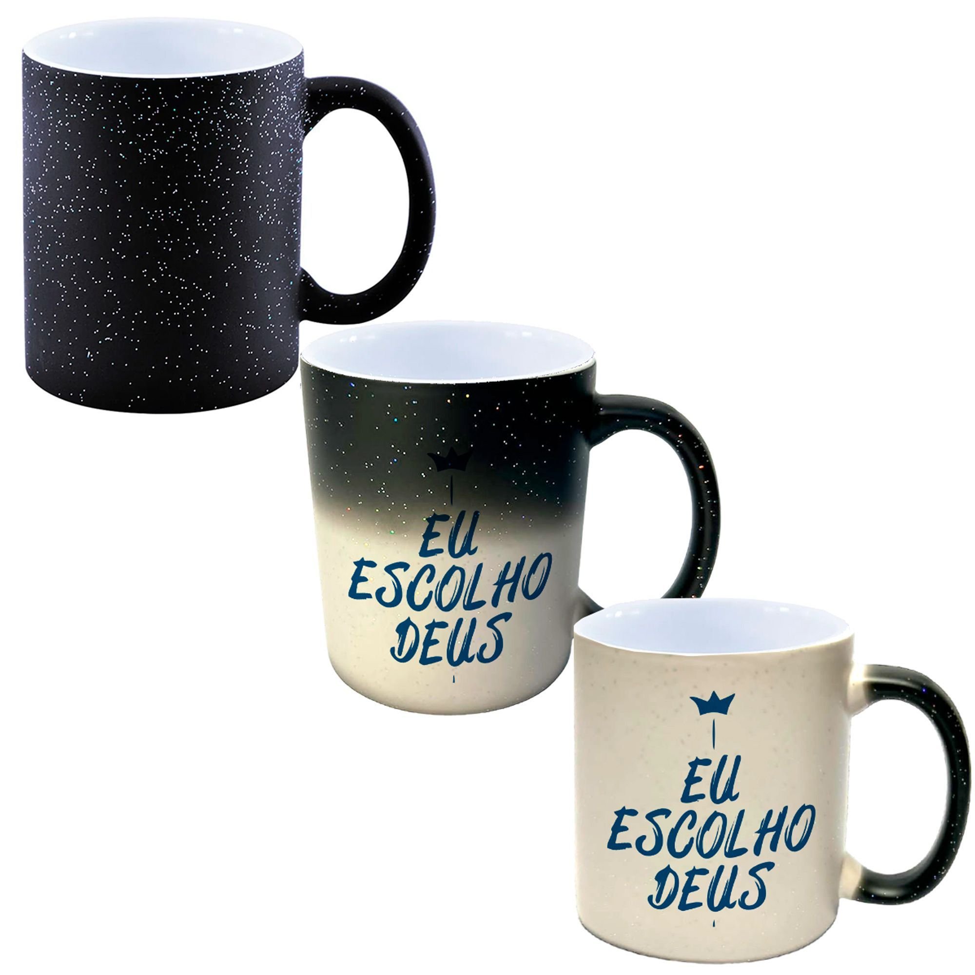 Caneca Mágica Glitter Muda de Cor Y2 Evangélica Gospel Escolho Deus - 1