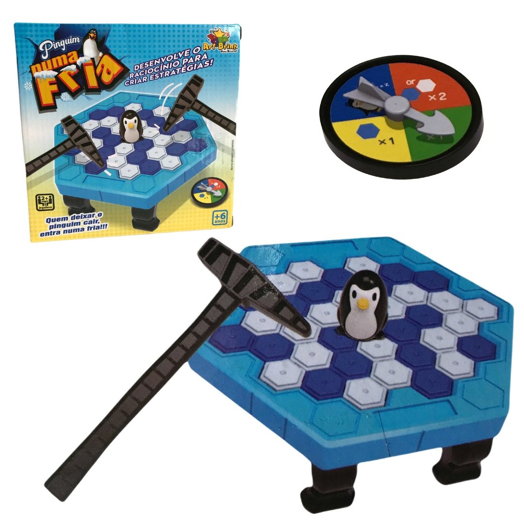 Kit 2 Jogos Brinquedo Pinguim Numa Fria Quebra Gelo Criança + Jogo