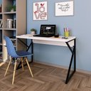 Ver imagem 1 de Mesa Escrivaninha Escritório Branca 120cm Tampo Base Metal