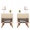 Conjunto 2 Mesa de Cabeceira Glamur Pérola Decor Pé Madeira Gaveta Estofada Corrediça Telescopica-jc - 3