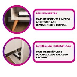 Conjunto 2 Mesa de Cabeceira Glamur Pérola Decor Pé Madeira Gaveta Estofada Corrediça Telescopica-jc - 4