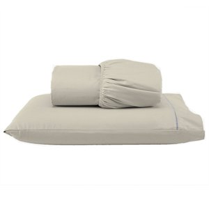 Kit Roupa de Cama 400 Fios Solteiro 2 Peças Toque de Cetim Cor:bege