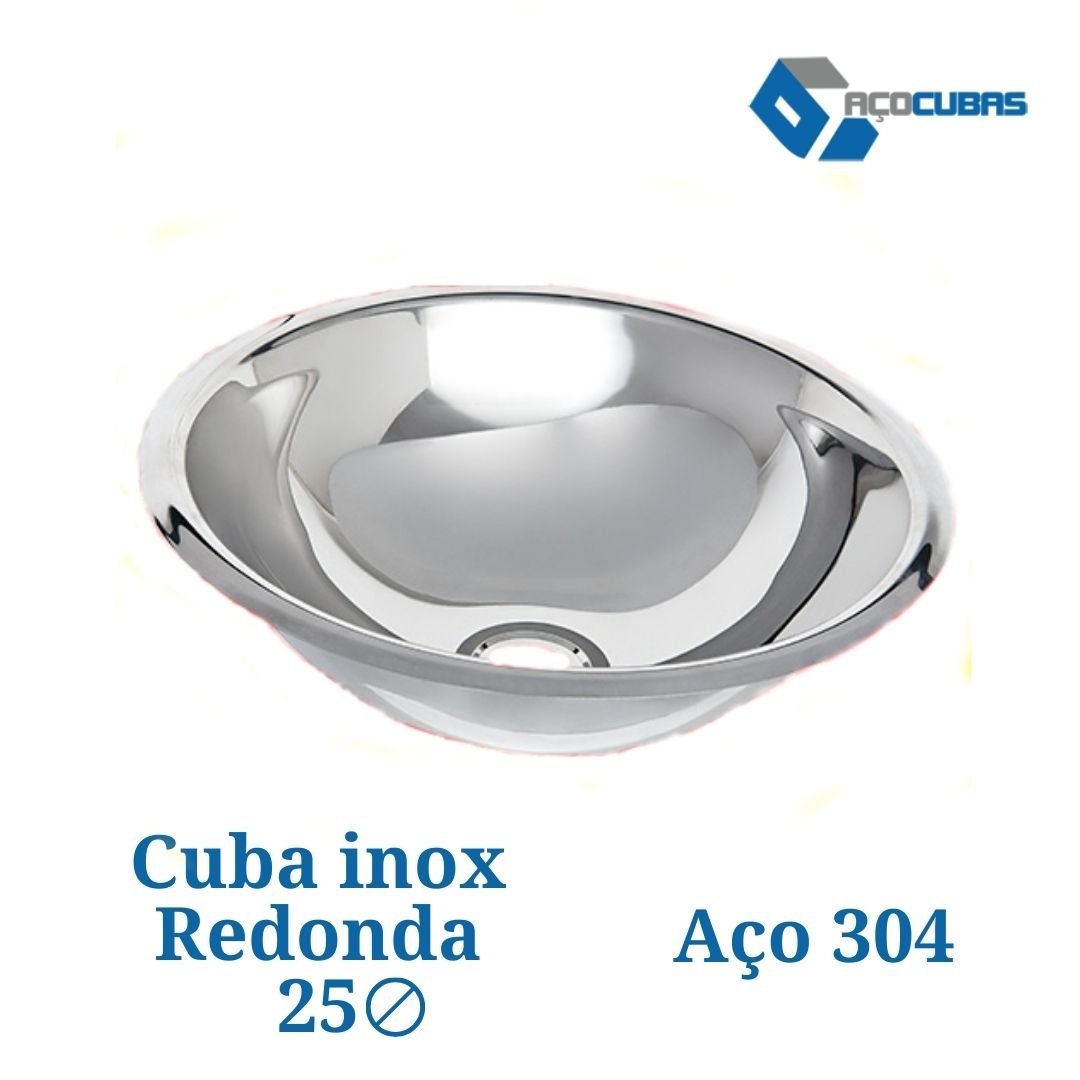 Cuba Redonda Meia Bola 25 Cm Aço Cubas Inox 304 - 3