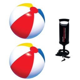 KIT C/ 2 Bola De Praia PVC Inflável Colorida MÉDIA 51CM + Bomba de ar - 2