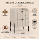 Ver imagem 2 de Mesa de Cabeceira Moriah Off White Ambiente Luxuoso MDF Laqueado Industrial Pés Ferro Preto