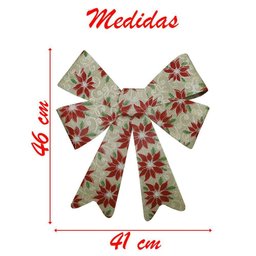 Kit 10 Enfeite Árvore Natal Laço Decorado com Flores 46 Cm - 3