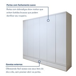 Guarda Roupa 100% Mdf 6 Portas 9 Gavetas Urbano - 6