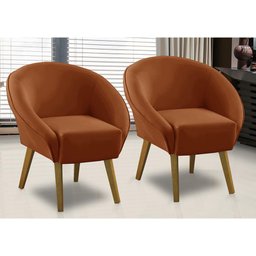Kit 2 Poltronas Para Sala Decorativa Milena Veludo Terracota Adonai Estofados - 1