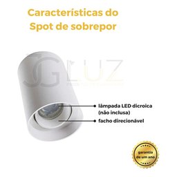 Luminária Spot de Sobrepor Mr16 Gu10 Redondo Direcionavel - Branco - 2