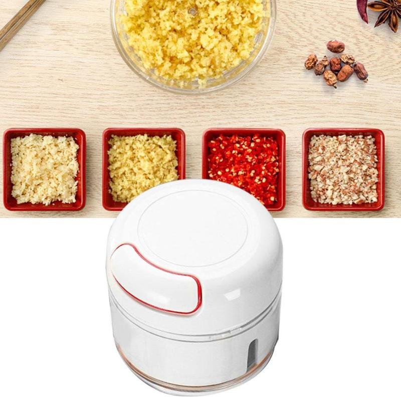 Mini Triturador Processador Cortador Manual Alimentos 2 Lâminas Cordinha Cebola Alho Cozinha Frutas  - 1