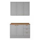 Ver imagem 6 de Cozinha Compacta 120cm 5 Portas 3 Gavetas com Tampo Americana Henn - Cinza/nature