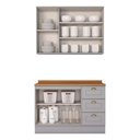 Ver imagem 5 de Cozinha Compacta 120cm 5 Portas 3 Gavetas com Tampo Americana Henn - Cinza/nature