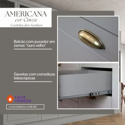 Cozinha Modulada de Canto 8 Peças 14 Portas 7 Gavetas Americana Henn - Cinza/nature - 4