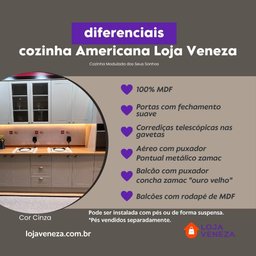 Cozinha Modulada de Canto 8 Peças 14 Portas 7 Gavetas Americana Henn - Cinza/nature - 2