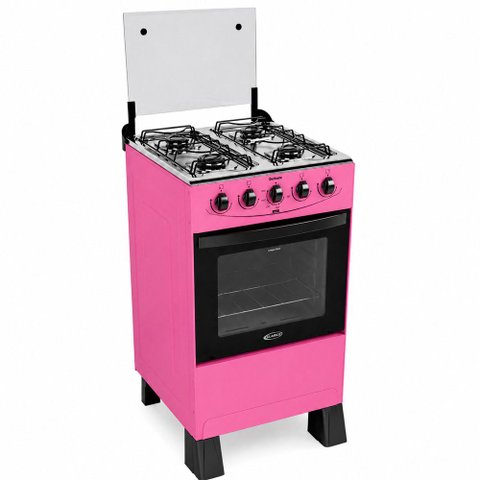 Fogão a Gás Delicato 4 Bocas com Forno 52 Litros Mesa em Aço Inox e Tampa de Vidro Clarice